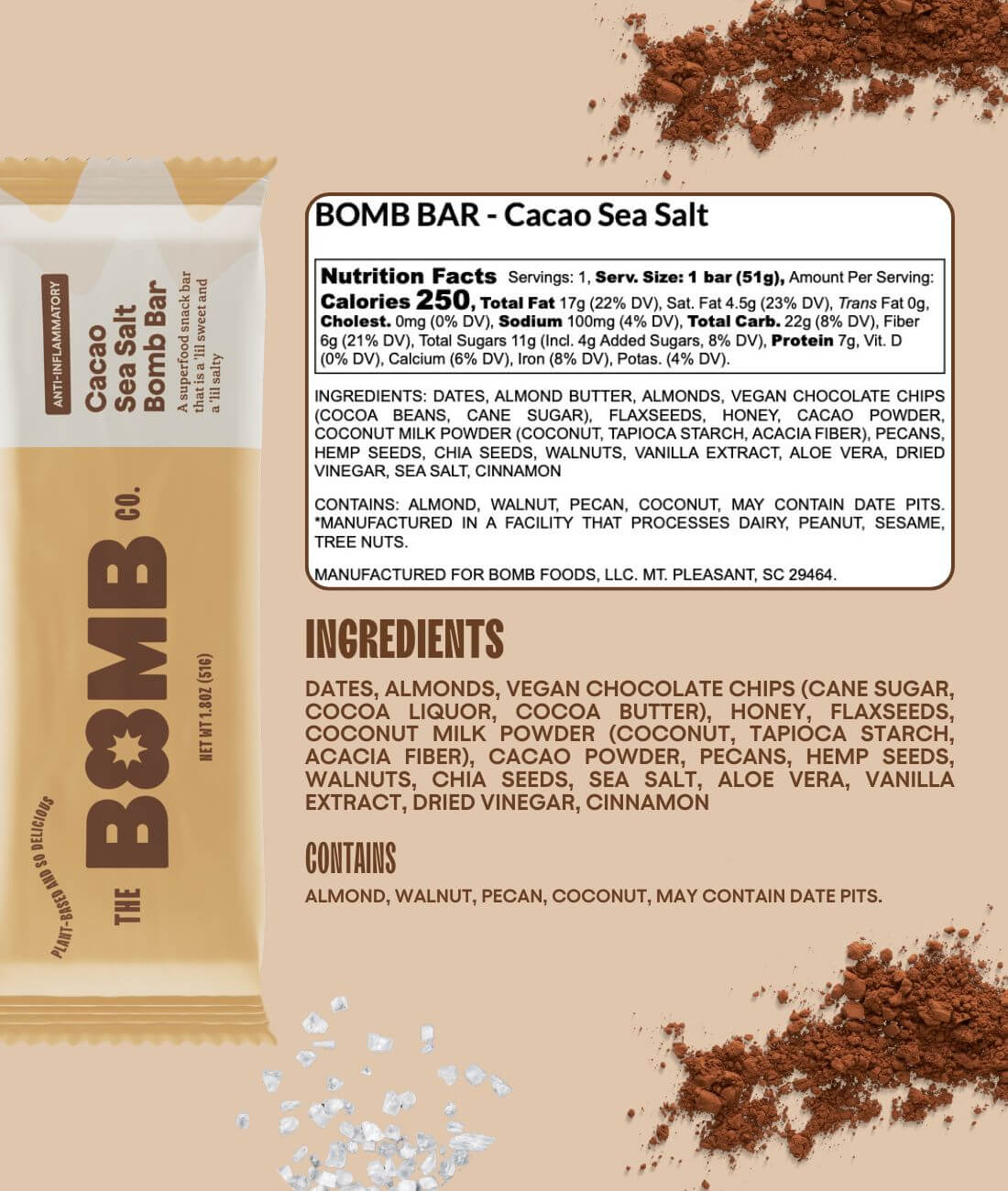 Cacao Sea Salt Bomb Bar - 1 Box – The Bomb Co