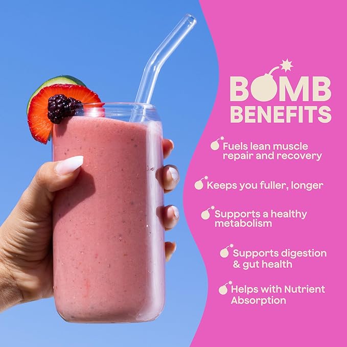 The Bomb Co chocolate bomb plant protein powder container