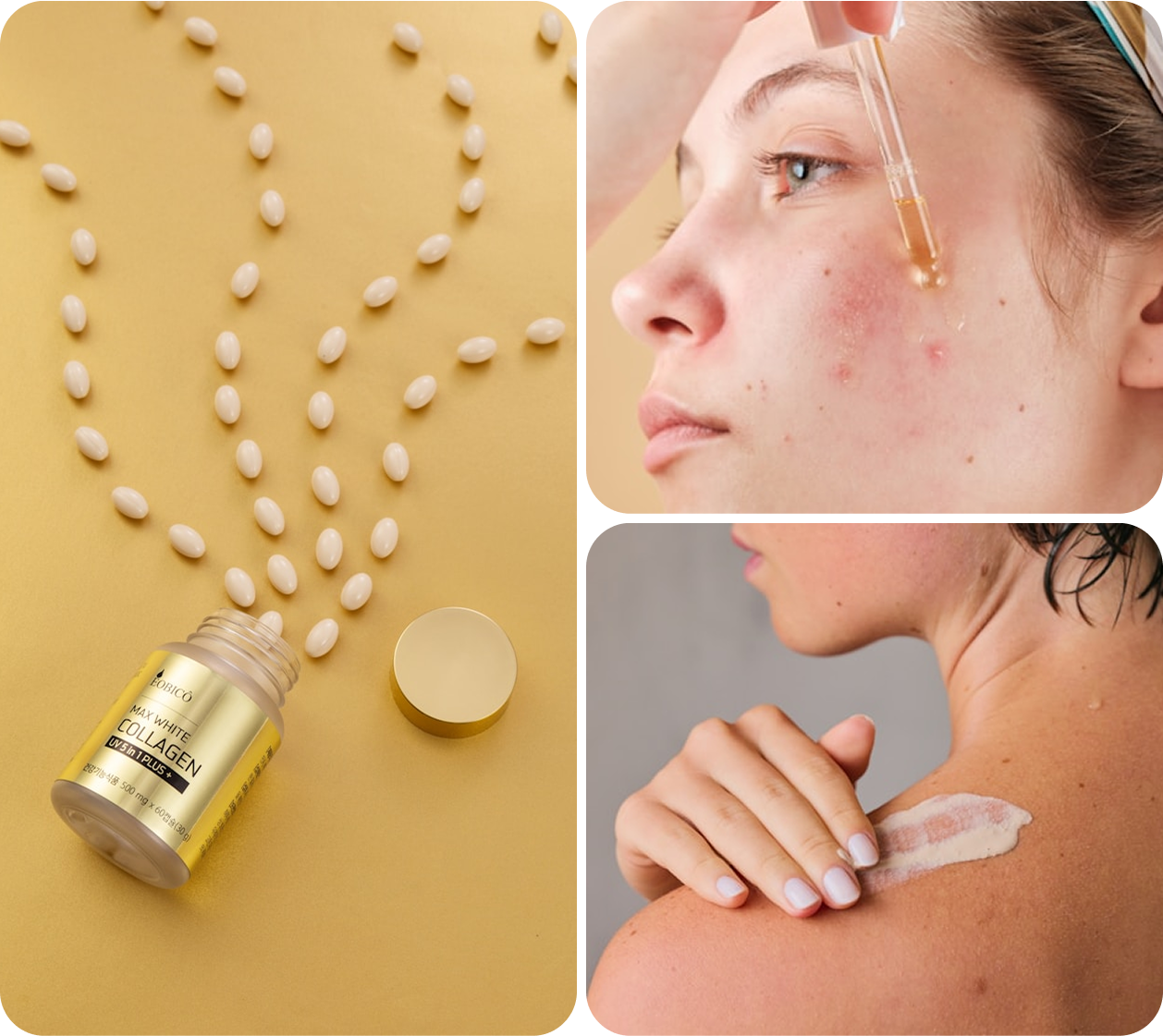 Marine elastin supplement and skincare routine