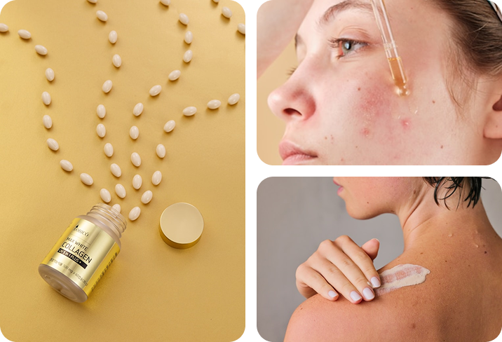 Marine elastin supplement and skincare routine